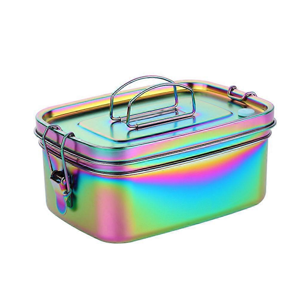1.5L Stainless Steel Lunch Box with Handle Double Layer Sealed Bento Container