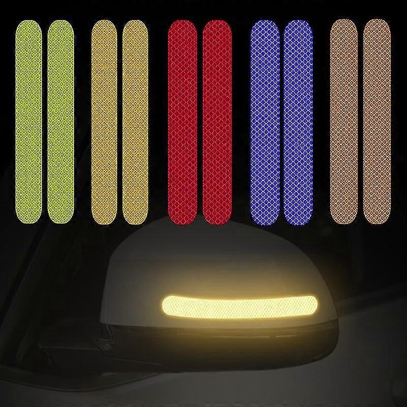 Car Safety Reflective Warning Sticker Anti-collision Bar Wheel Eyebrow Car Door Mirror Diamond Reflective Car Sticker Scratches Cover 2 Pieces/set 16