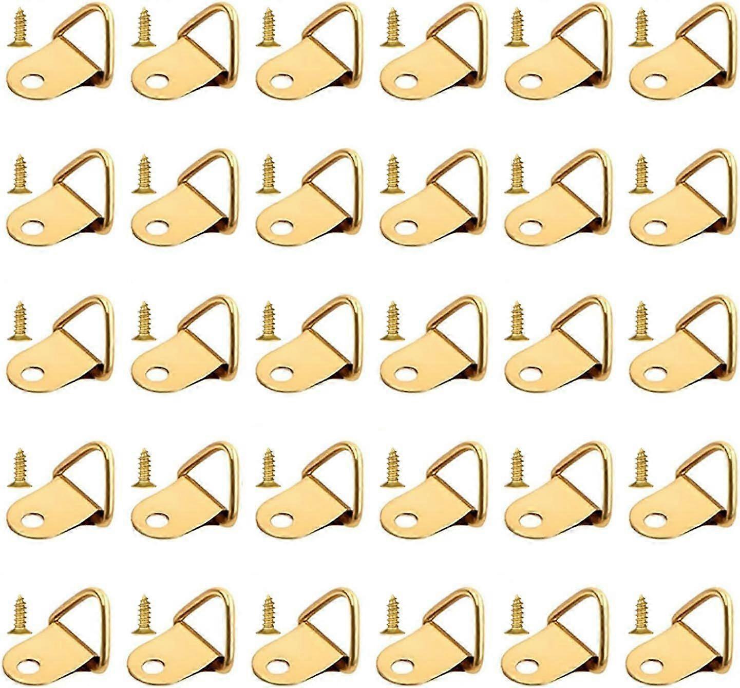 Picture Hangers, Gold Picture Frame Hangers, Picture Hangers, Photo Frame Triangle Rings, Wall Mounted Picture Hangers, 30 Pieces with Screws