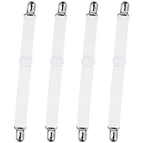 Elastic Fitted Sheet Holder, 4 Pcs Fitted Sheet Clips for Sofa Bed Sheet, White