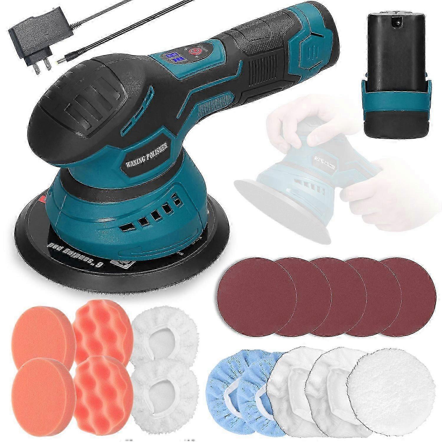 Cordless Car Polisher for Auto Detailing - 8-Speed Adjustable Electric Buffer Machine (6-Inch)_MM2