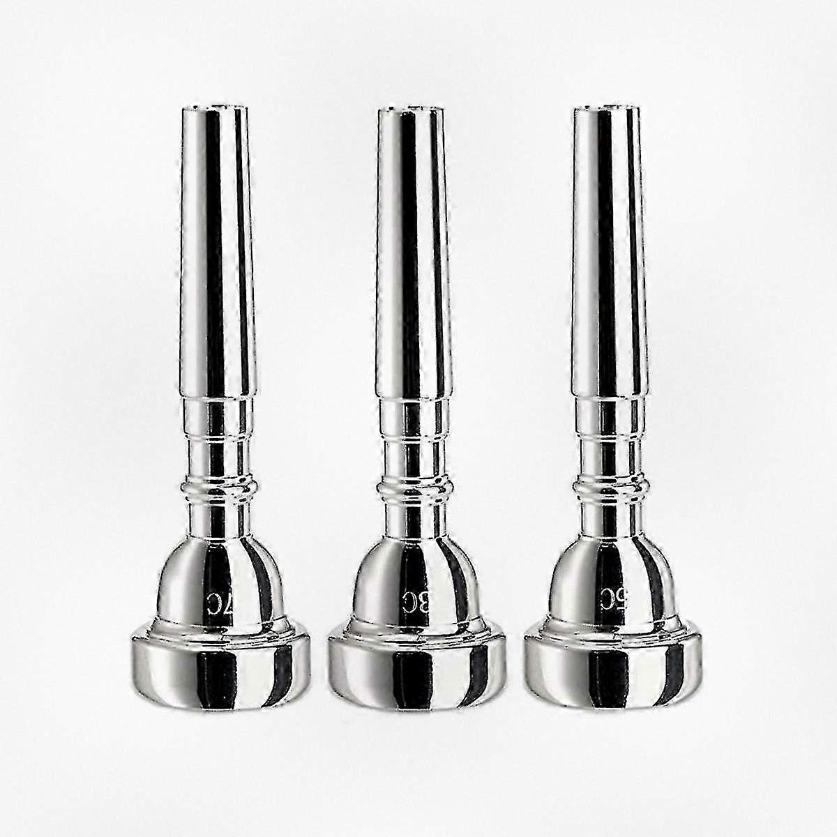Silver Plated Trumpet Mouthpiece Set for Beginners and Professionals, Sizes 7C 5C 3C