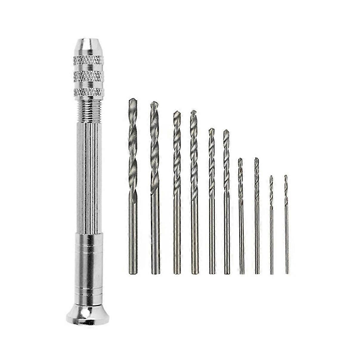 11Pcs Hand Twist Drill Set 0.5-2.0mm Woodworking Hand Punch Tool Hardware Clock Maintenance Kit