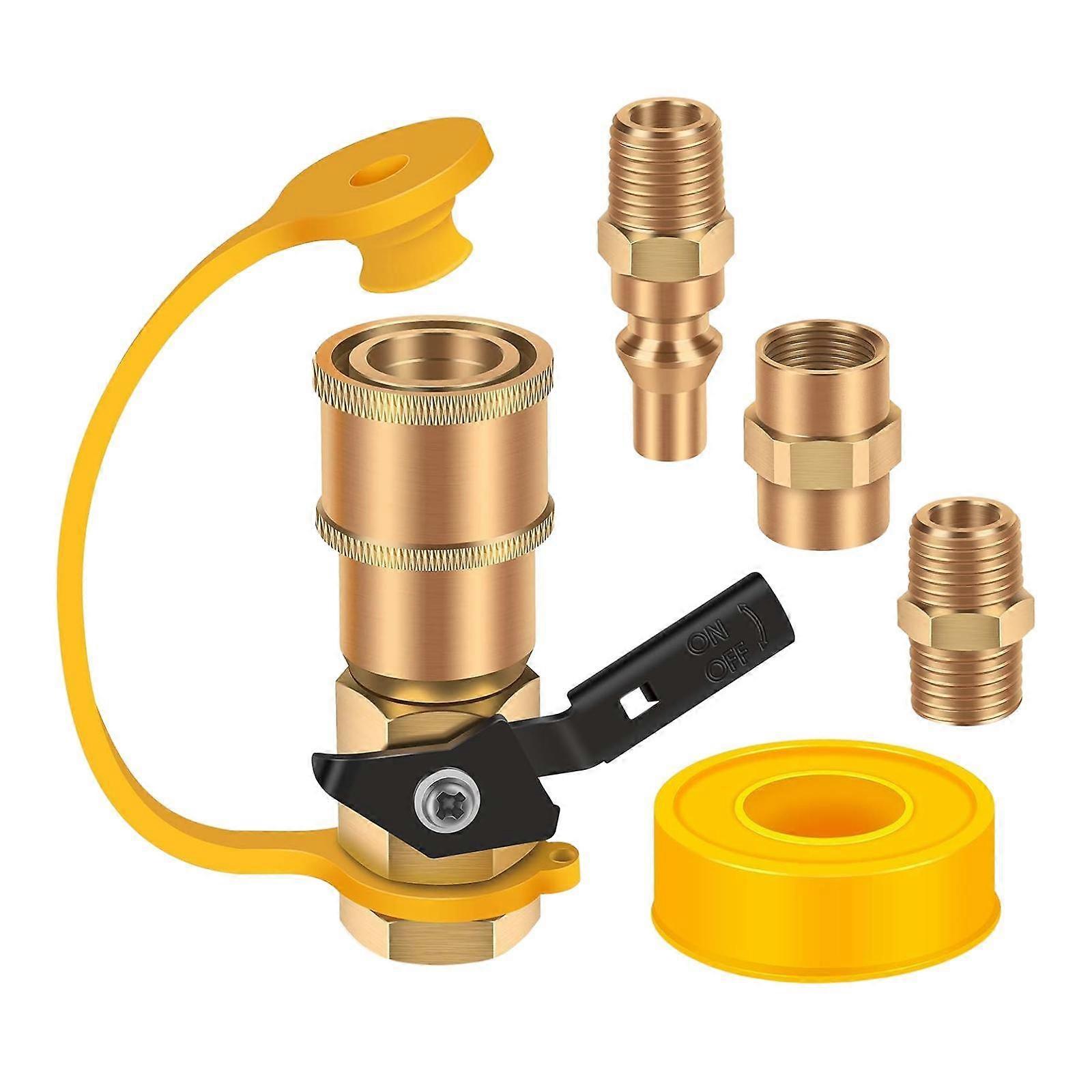 Propane Quick Connect Adapter Kit Brass Pipe Fitting for Grill Camping Patio