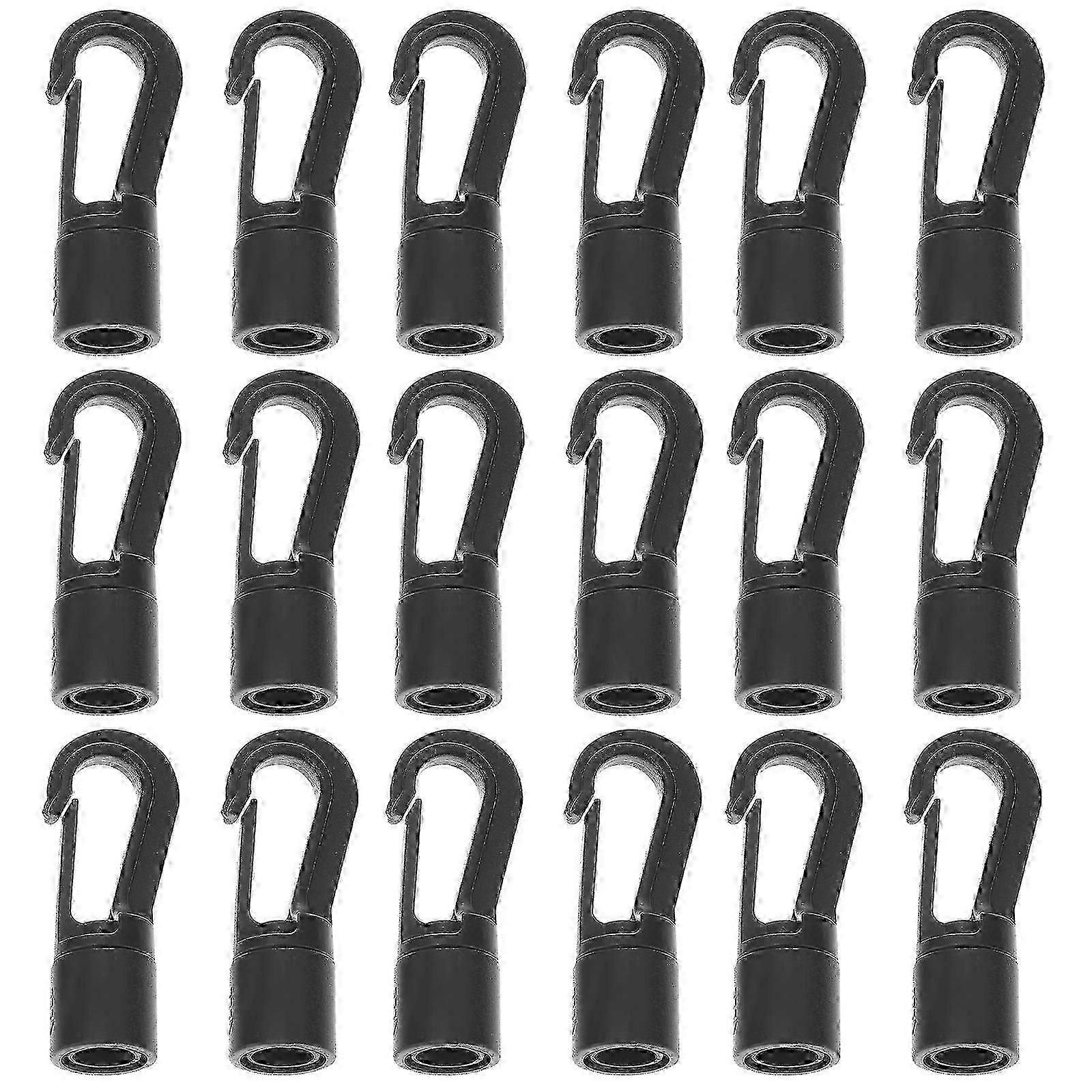 25pcs Bungee Shocks Cord Hooks Black Bungee Cord Hooks Hook Bungee Terminal Ends
