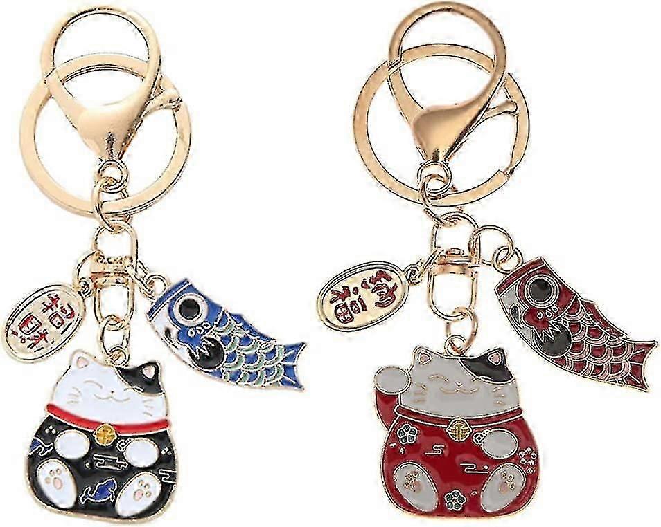 Lucky Cat Keychain: Japanese Beckoning Cat Keyring Fengshui For Tune
