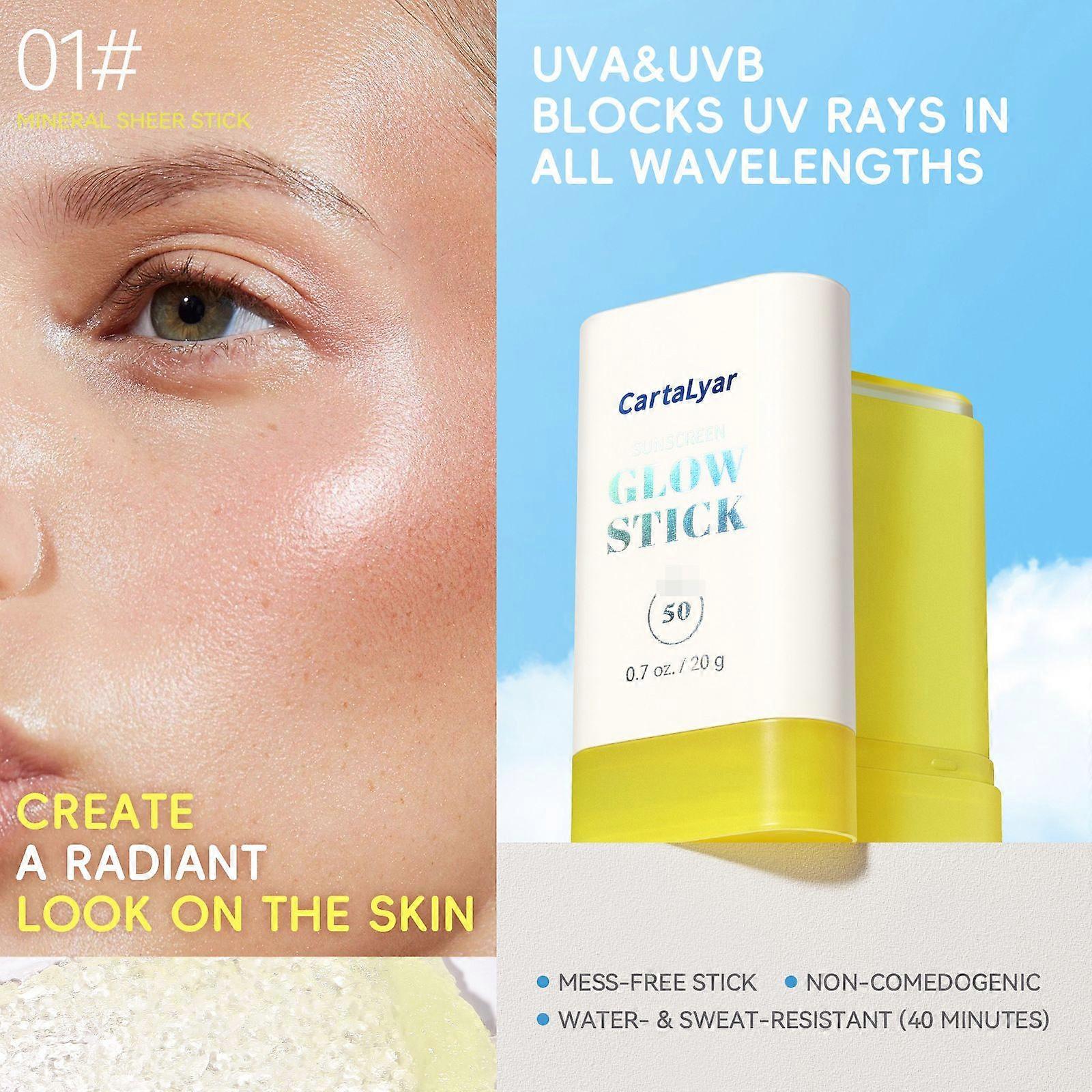 SPF 50 Sunscreen for Face -Roll On Suncream- Lightweight,Water Resistant, No White Cast, Non-Greasy Feel -Shinning,Moisturizing Sun Cream-Strong UV P