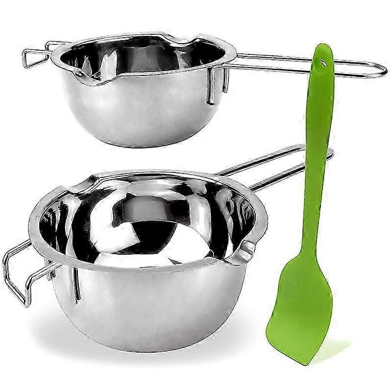 2-Pack Double Boiler Melting Pot with Silicone Spatula for Chocolate, Candy, Cheese (400ML & 60ML)