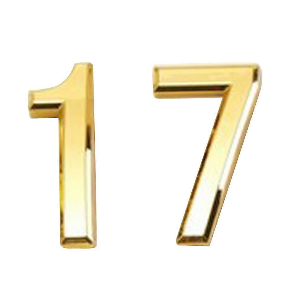 2Pcs Gold ABS Number House Mailbox Number 3D Digit Number Self stick Door Sign