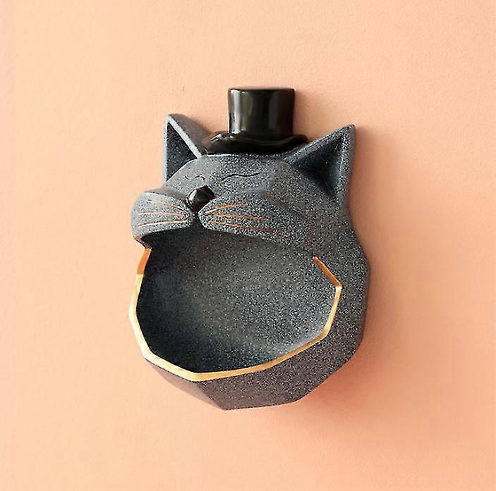 Handmade Big Mouth Cat Figurine For Wall Decor