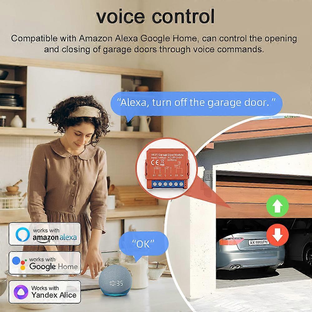 Tuya WiFi Intelligent Garage Door Opener Garage Door APP Remote Conrtroller Garage Door Timer Opener Module Wireless Controller for Garage Door Compa