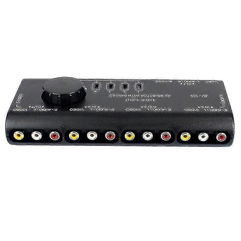 4x1 AV/RCA Switch Box Splitter, o Video Switcher for Amplifier, Home Theater, Multiple Displays