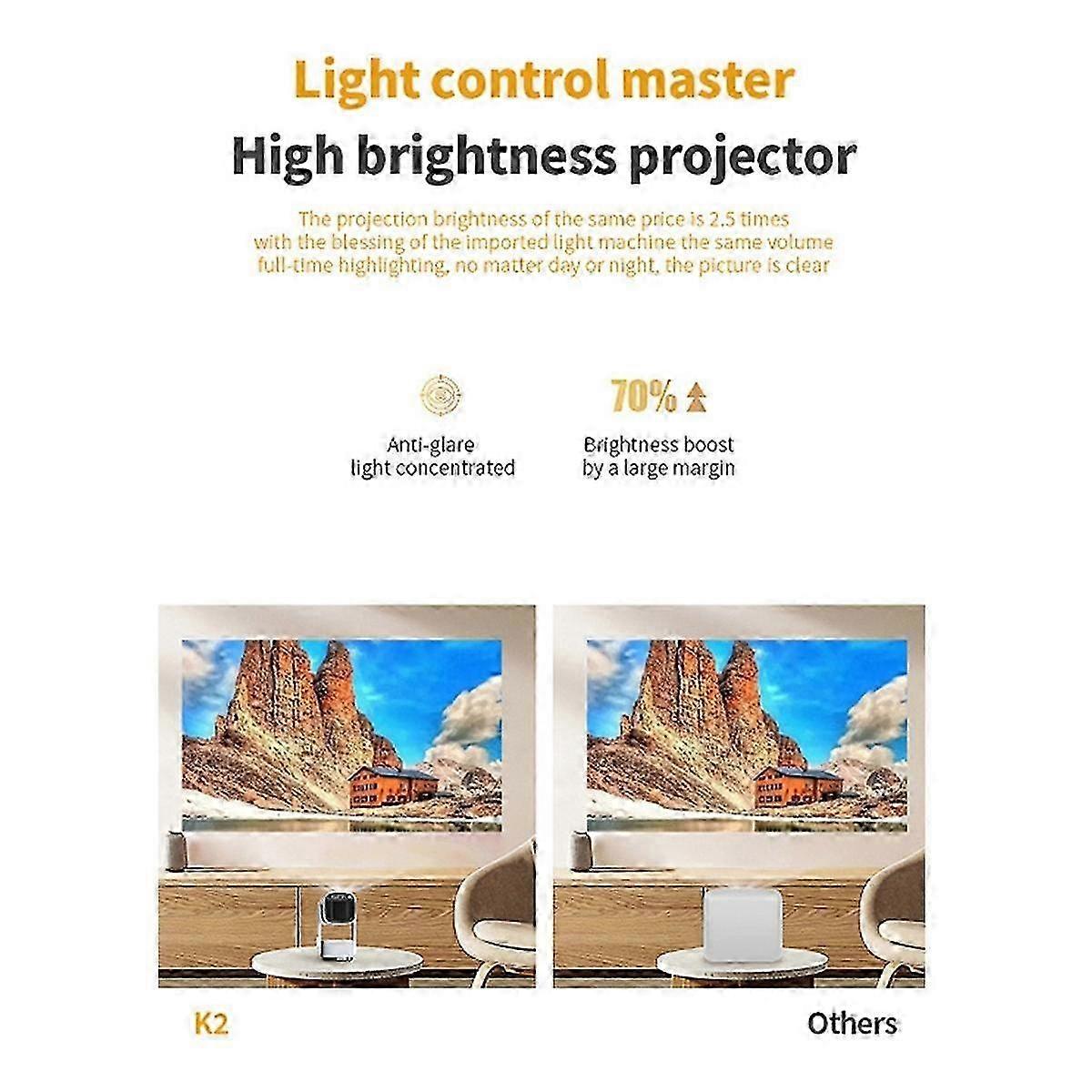 4K WiFi Projector K2 PTZ Smart Android11 Portable Home Theater Video LED Bluetooth Mini Projector EU Plug