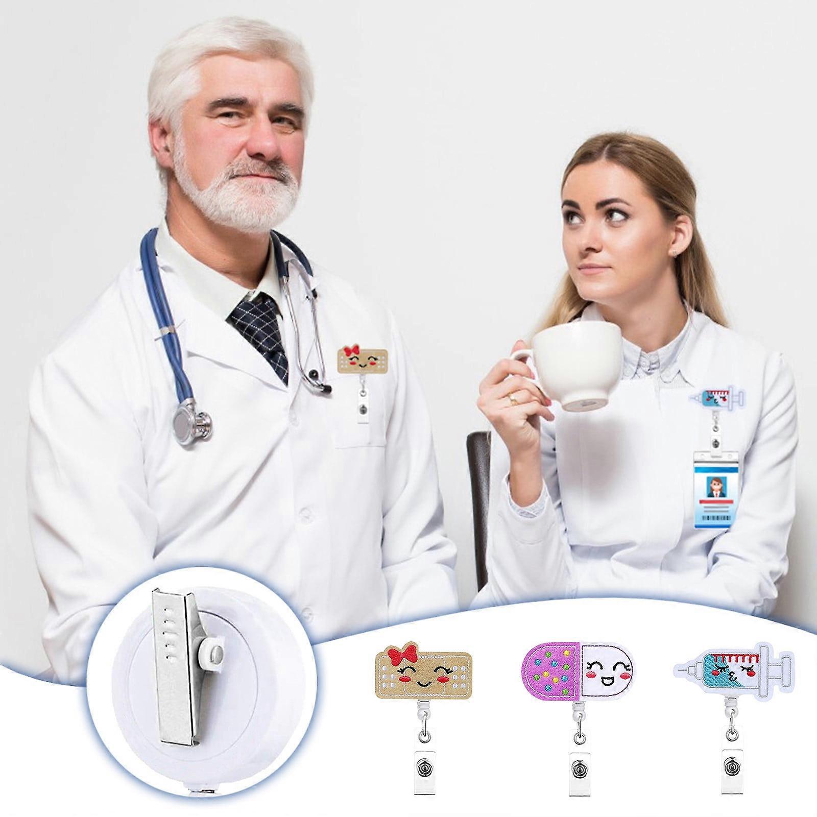 Embroidery Easy Pull Button Wound Patch Retractable Button Easy Pull Nurse Roll Badge Clip Overstock Items