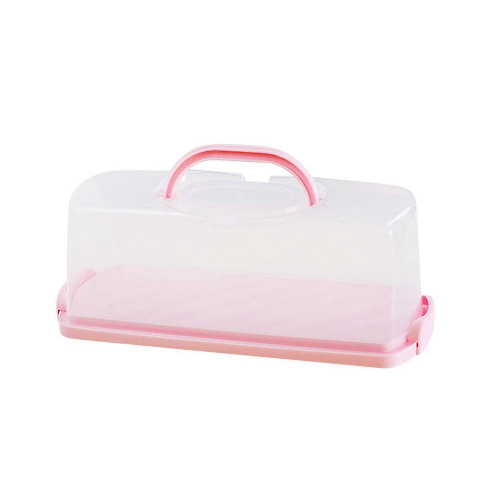 Rectangular Cake Transport Box with Double Handles & Click Closure, Storage Container for Cakes & Muffins