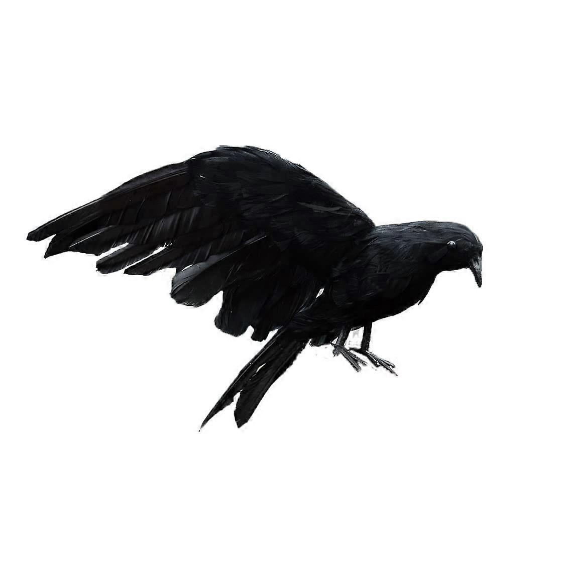 Halloween black large crow, realistic handmade feathered crow, outdoor home garden decoration, birds, raven, party prop (15 cm) 2 Ref: 2519