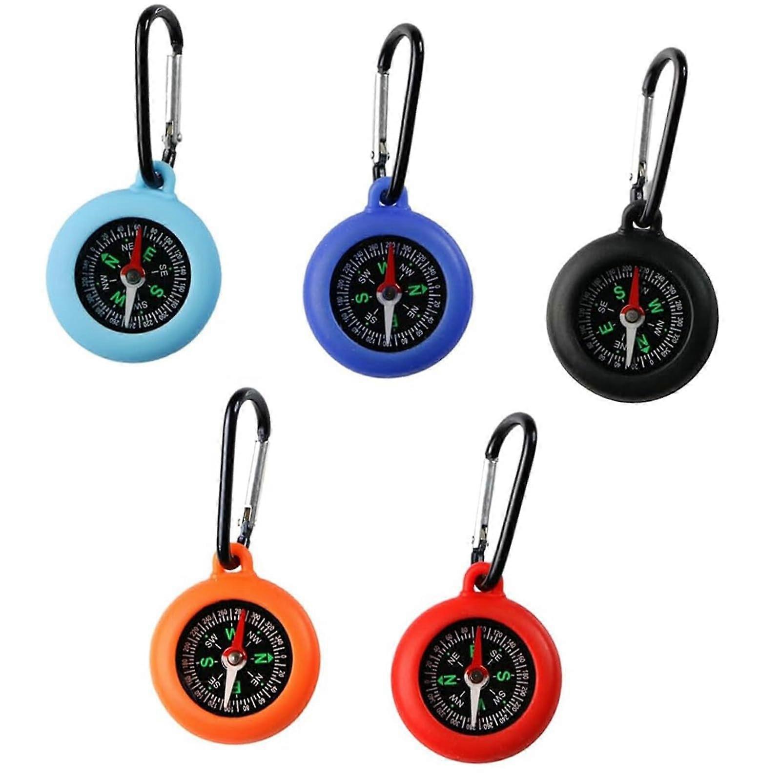 5 Portable Keychain Compasses for Camping and Hiking, Lightweight Navigation Tools, Easy to Carry, Durable Design