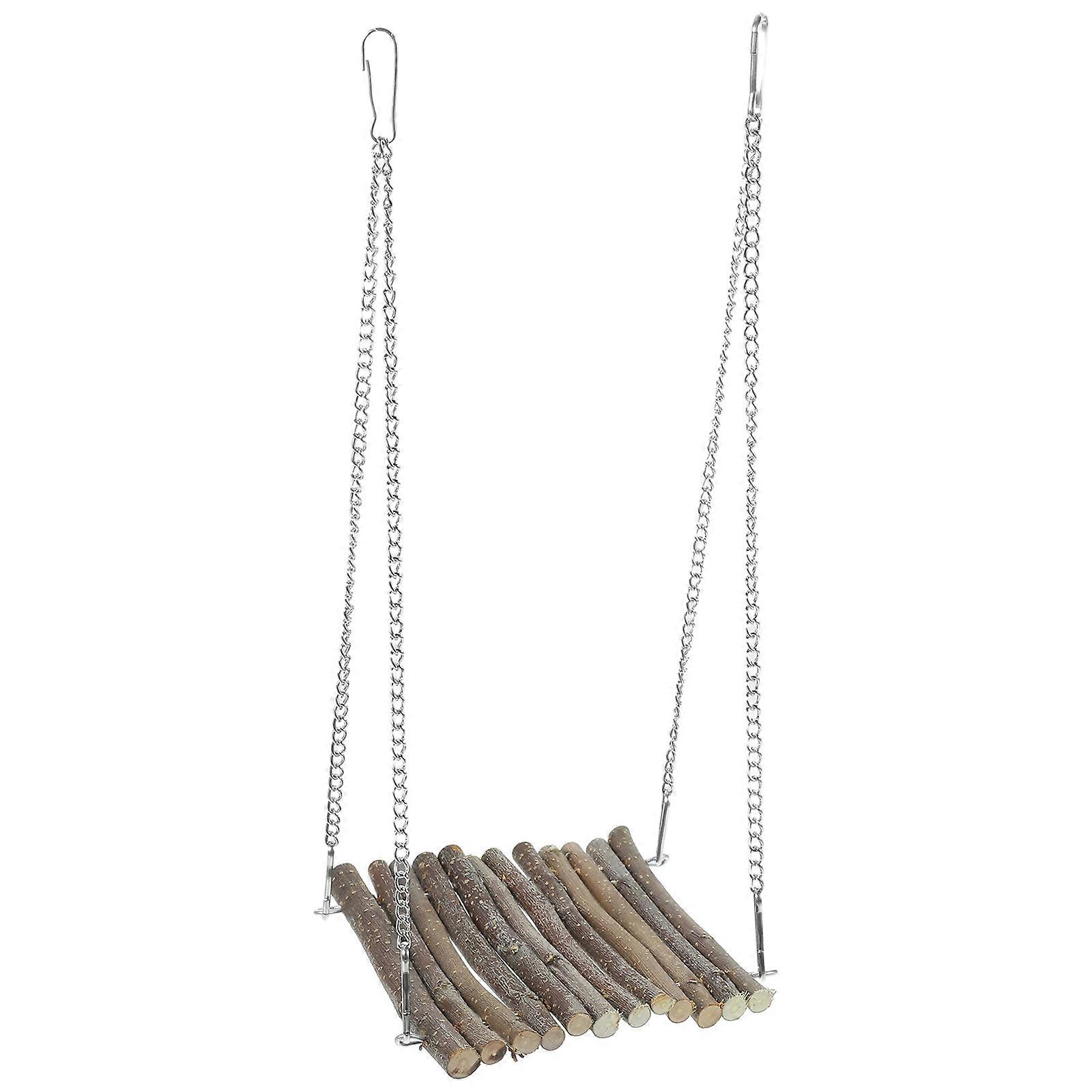 Wooden Reptile Hammock Climbing Swing Natural Hanging Bed for Lizards Snakes Geckos Iguanas and Hamsters Pet Accessory for Playing and Resting