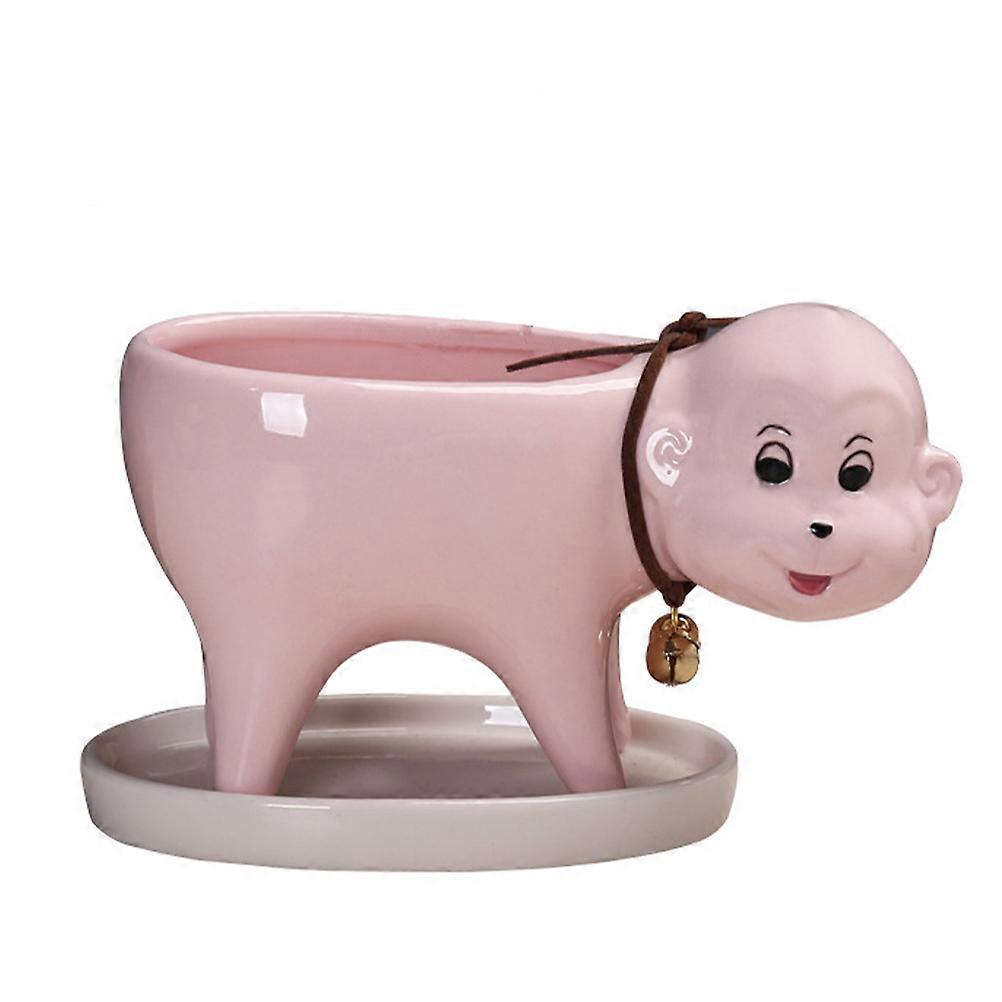 Cartoon Succulent Planter Monkey Ceramic Pot Adorable Animal Design Garden Use 9 7X15 6CM 1Set