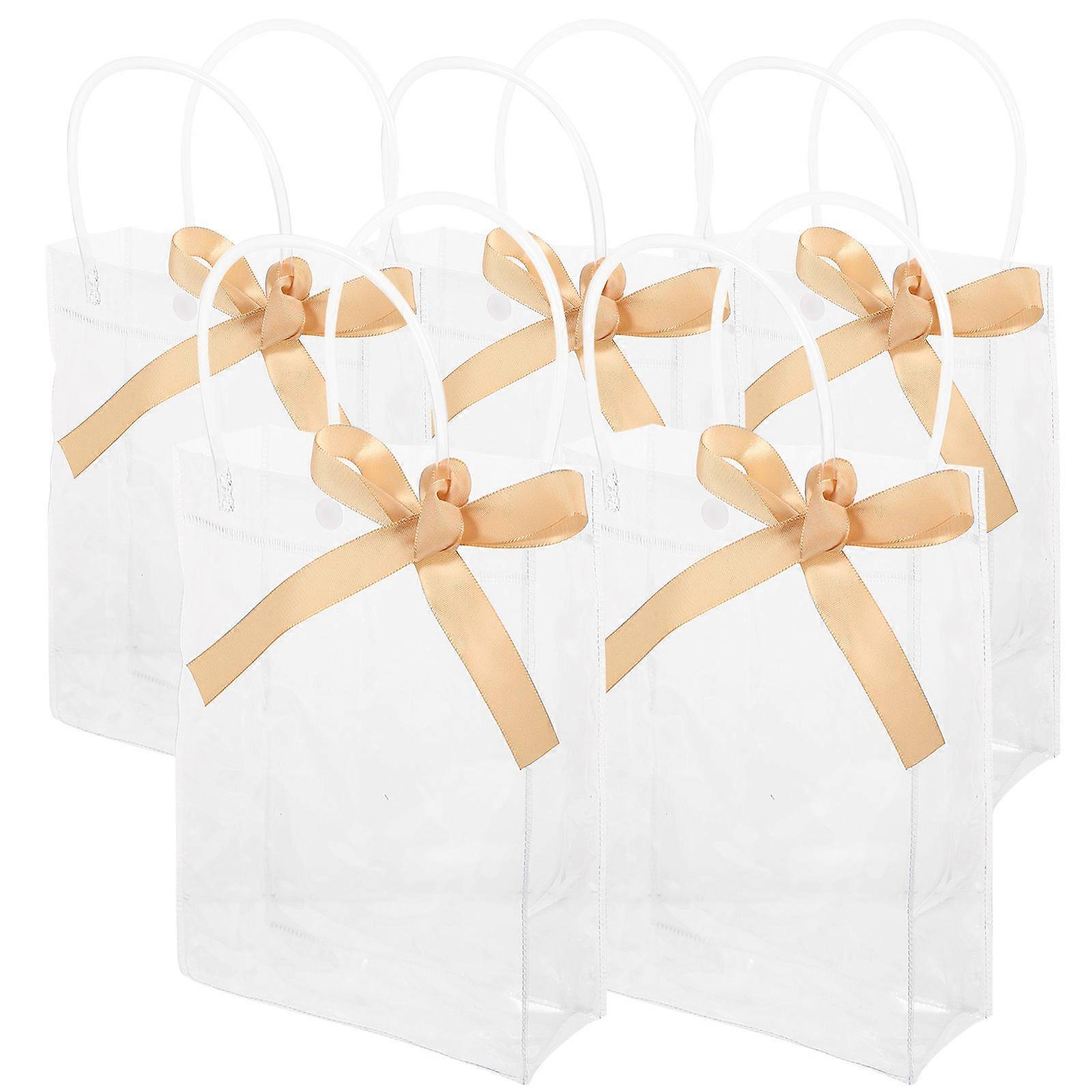 Transparent Present Bag Handheld Clear Bags Groceries present Packaging Waterproof 22.5X16.5CM 5Pack
