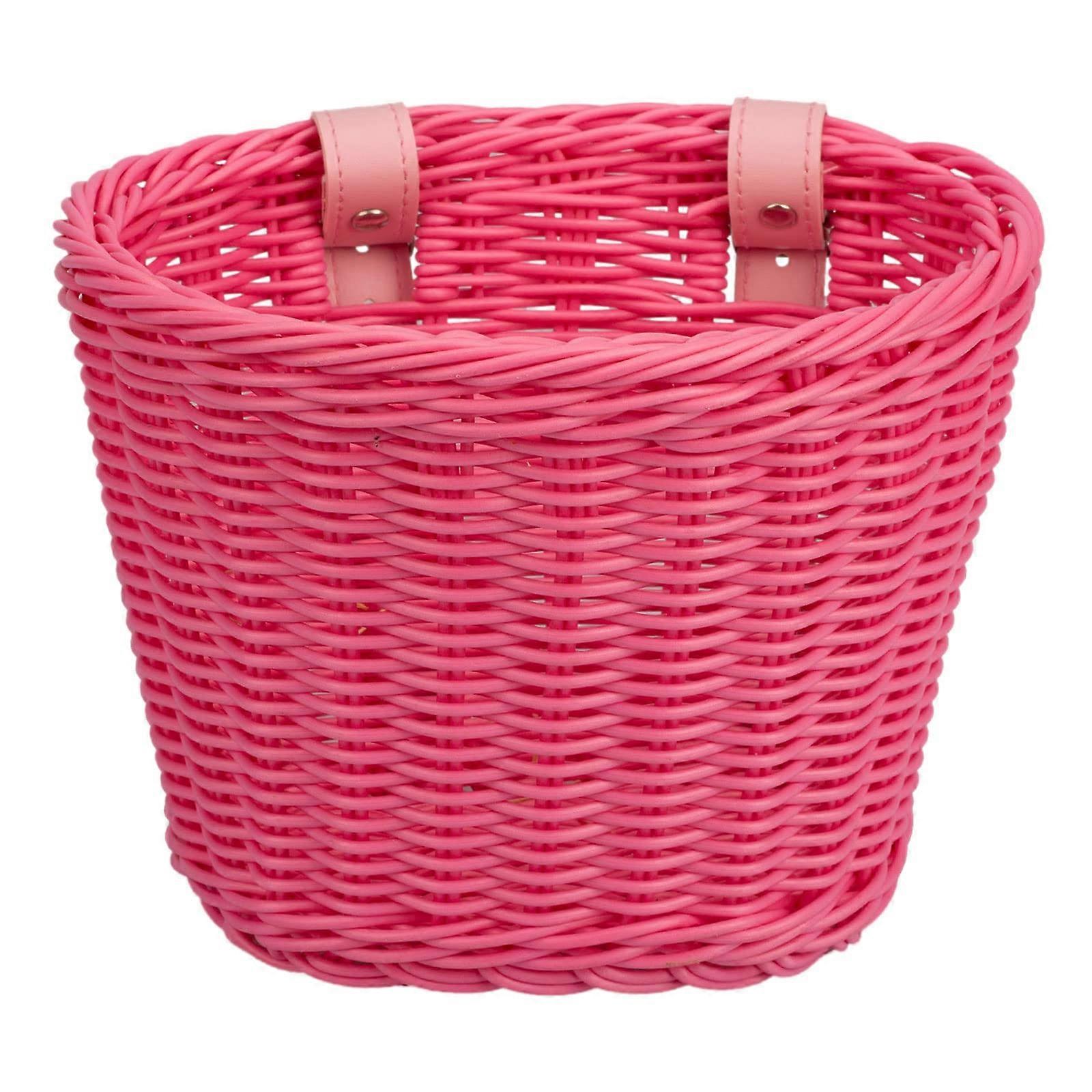 Kids Bicycle Basket for Girls and Boys, Hand Woven Front Handlebar Basket with Leather Straps, Small Size, Durable Design