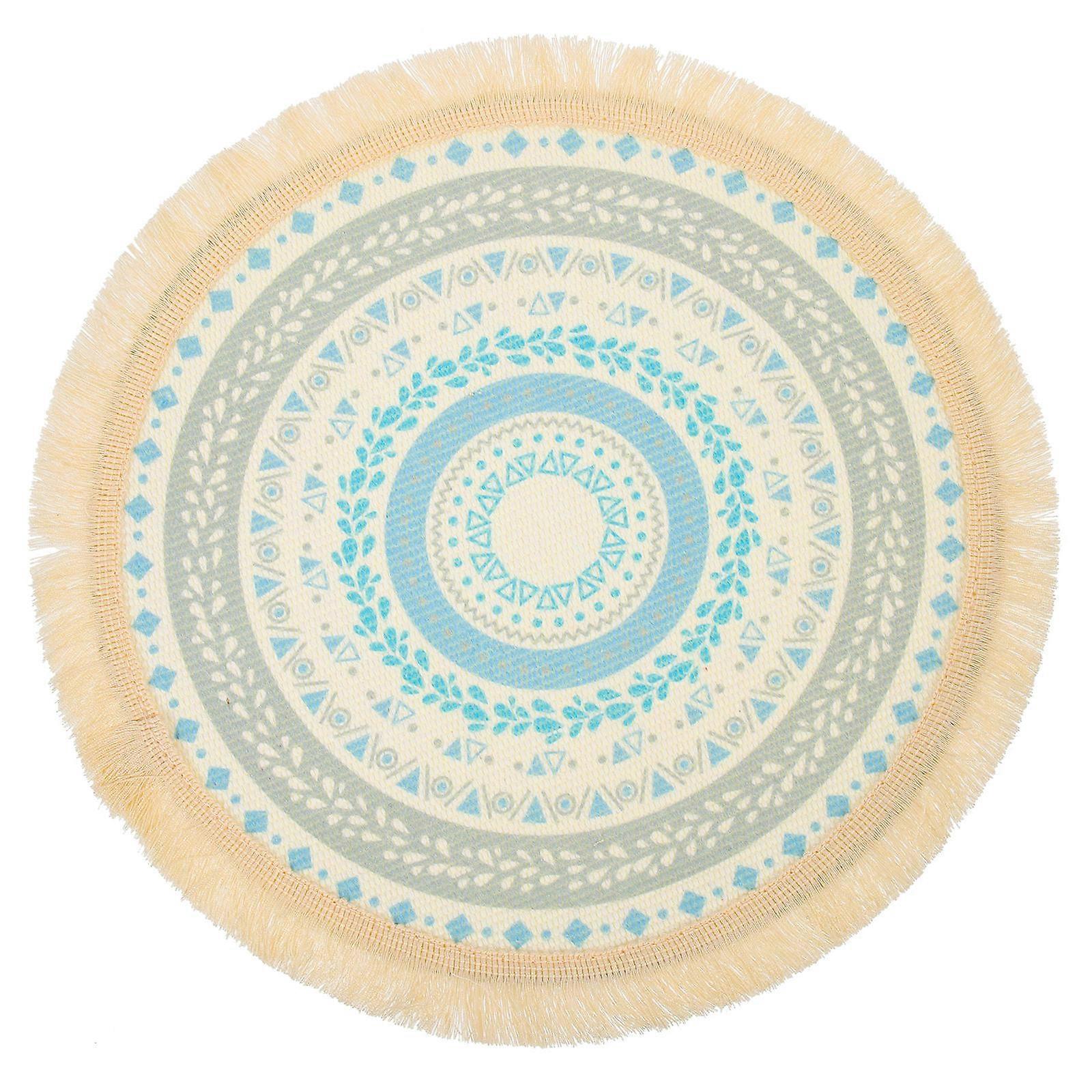 Dining Mats Bohemia Style Table Mat Wear-Resistant Insulate Food Round Assorted Color 12.97X12.97in 1Set