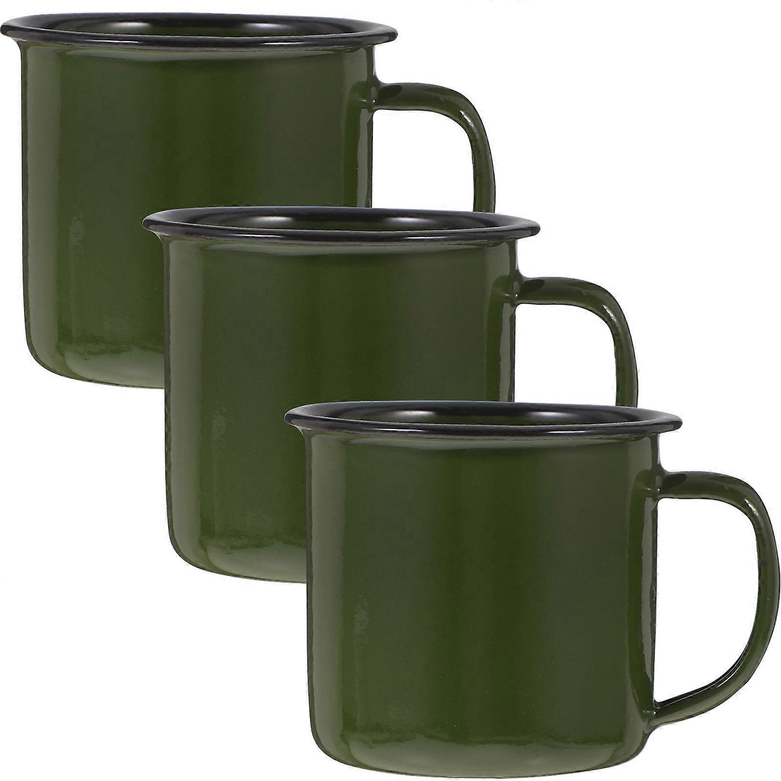 3pcs Retro Enamel Cups Mugs for Tea, Coffee, Milk, and Soup at Home, Parties, and Gatherings