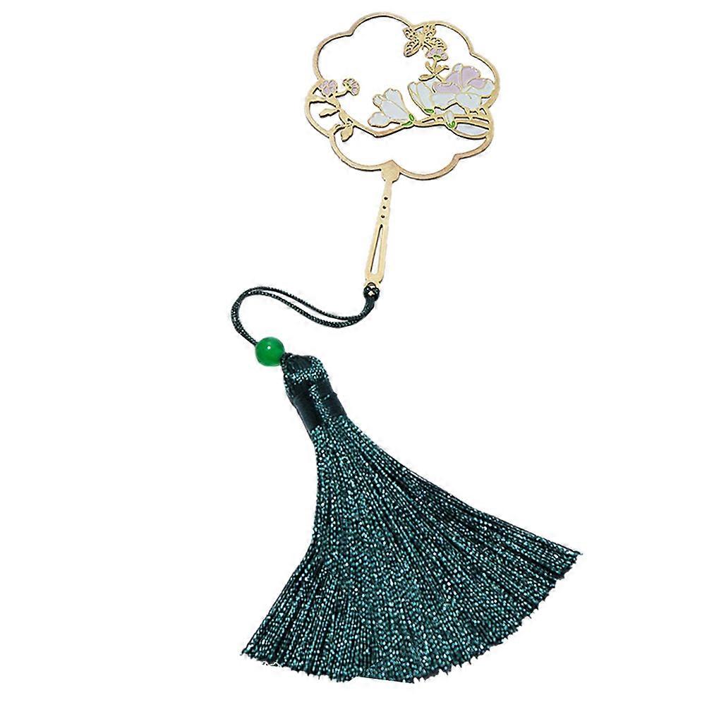 Classical Chinese Style Orchid Fan Bookmark with Delicate Tassel – Creative Flower Page Marker for Students, Writers, and Readers – Ideal for