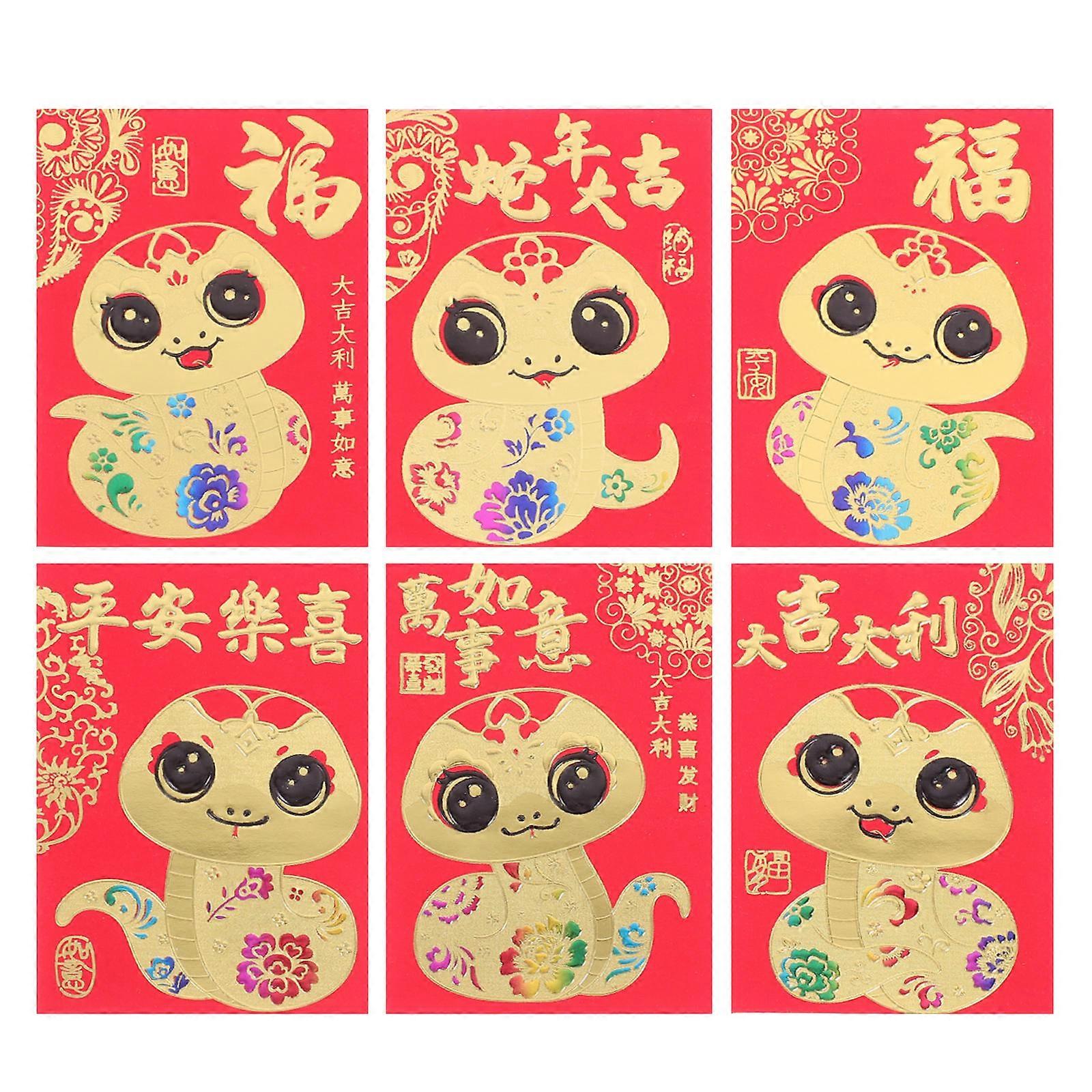 Chinese New Year Envelopes Red Packets Traditional Design For Celebrations Rectangular Assorted Color Good Wish 36Pcs