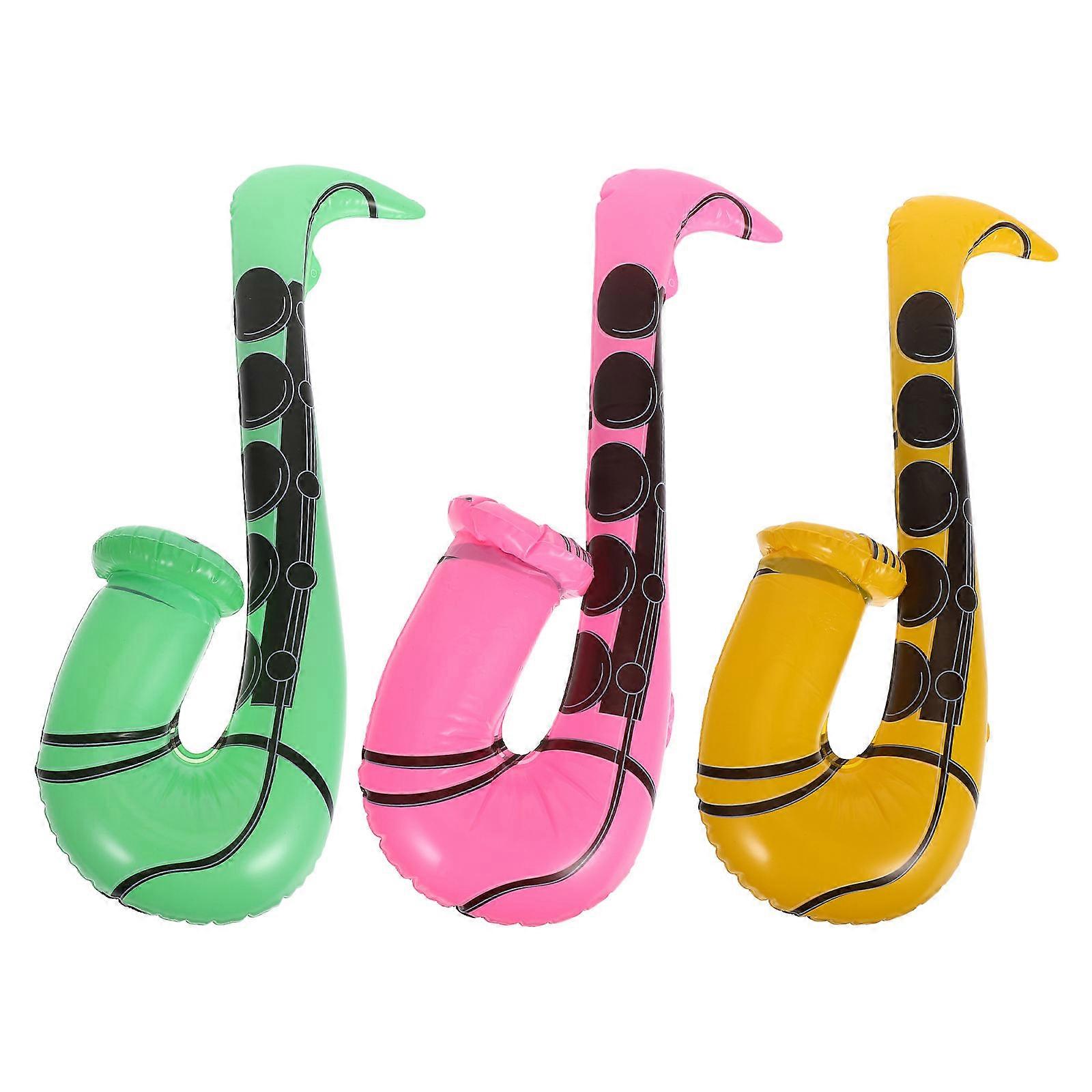 PVC Blow Up Saxophone for Parties 3Pcs Assorted Color Photo Booth Props with Creative Design