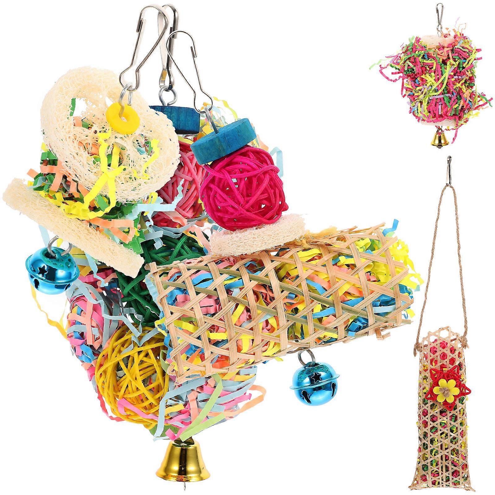 Durable Parrot Chew Toy for Bird Cages – Hanging Foraging Toy for Parakeets, Cockatiels, and Macaws with Built in Hook