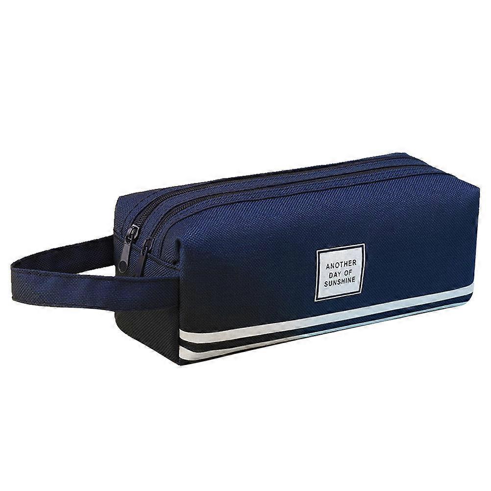 Organized Pencil Case For College Students Canvas Material Rectangular Shape Navy *8.5*9cm 1Set