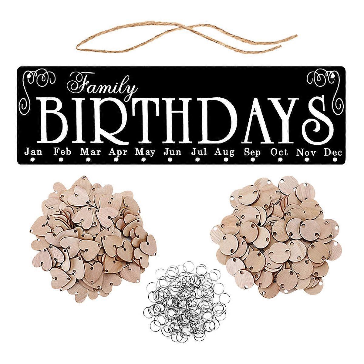 אביזר לוח שנה DIY יצירתי תזכורת לוח שנה מעץ לוח שחור לוח עם 50 תליונים עגולים ו -50 בצורת לב לעיצוב הבית 1 סט