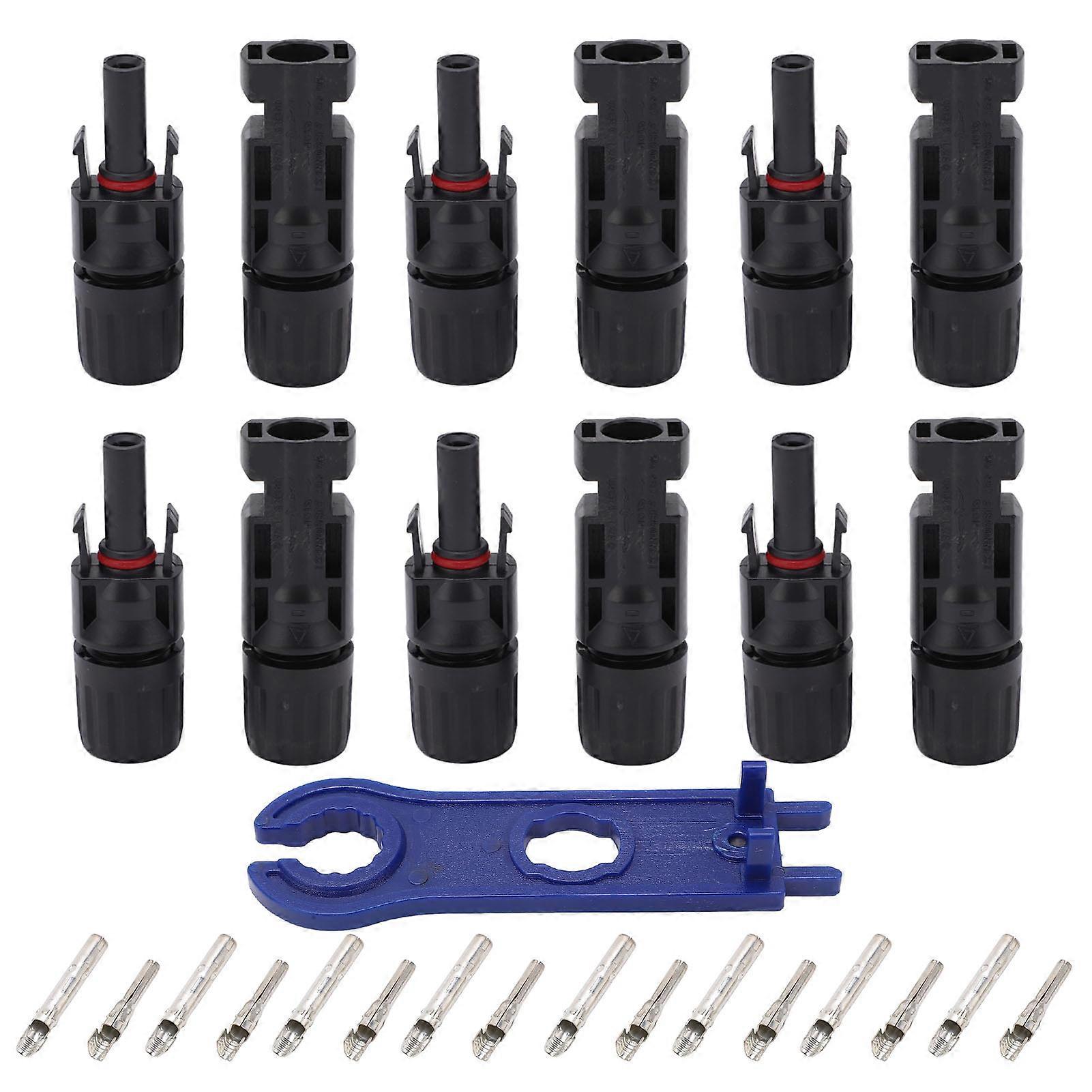 12pcs IP67 Solar Photovoltaic Connector Tinned Copper Pins Male Female Connector Kit for Industry 1000V 30A