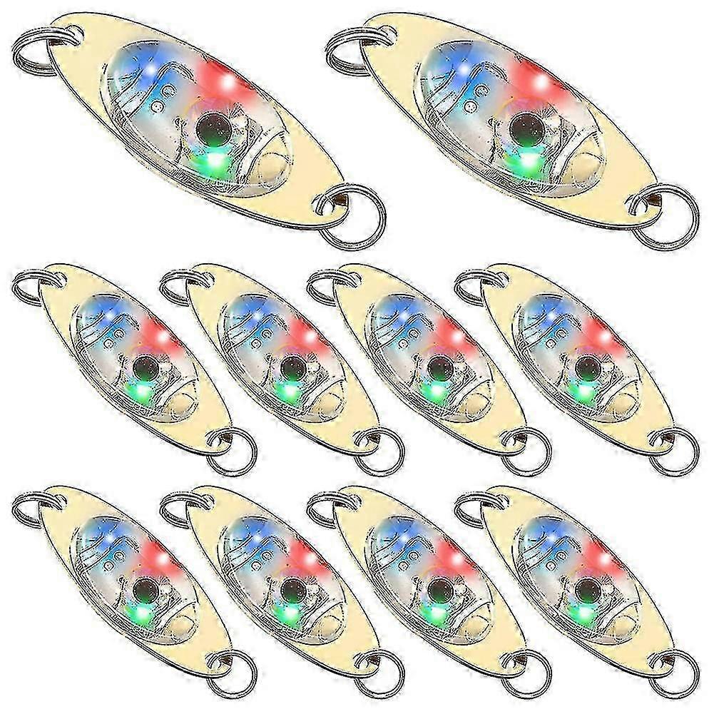 10 Pcs LED Fishing Lures with Spoons for Deep Drop Trolling, Halibut Underwater Flasher LuresGolden SZRH
