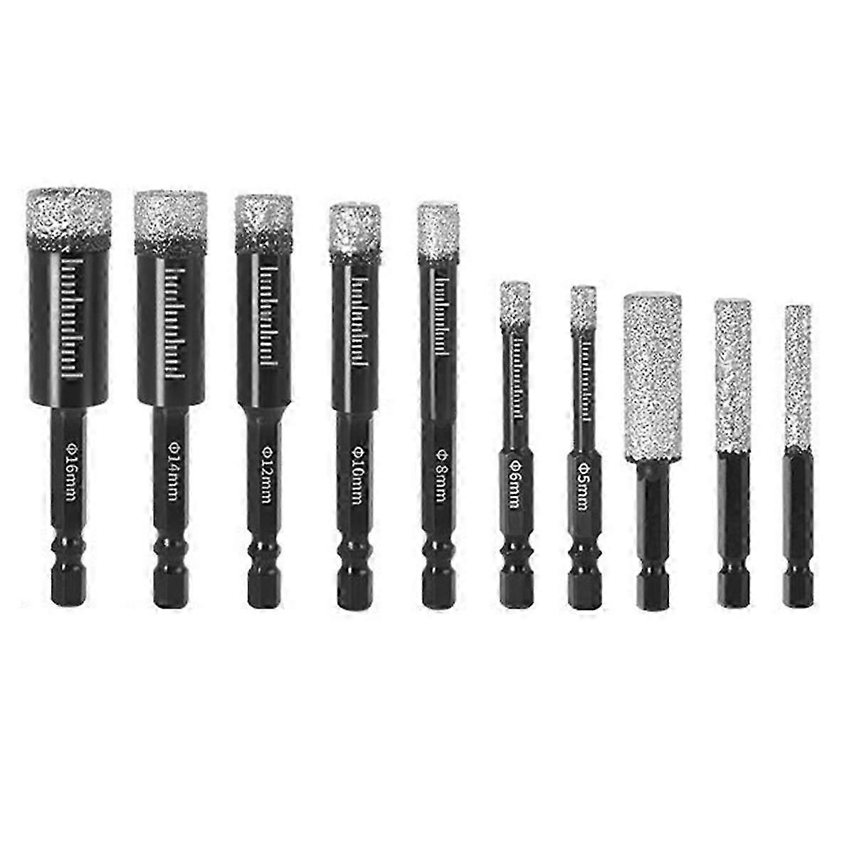 10pc Hexagonal Shank Brazed Dry Ceramic Tile Diamond Drill Bit Opener