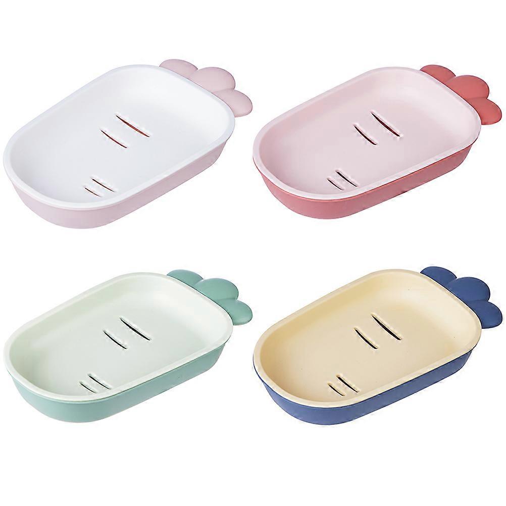 Double Layer Draining Soap Box Creative Household Assorted Color Countertop Soap Storage 16.6x9.5cm PP