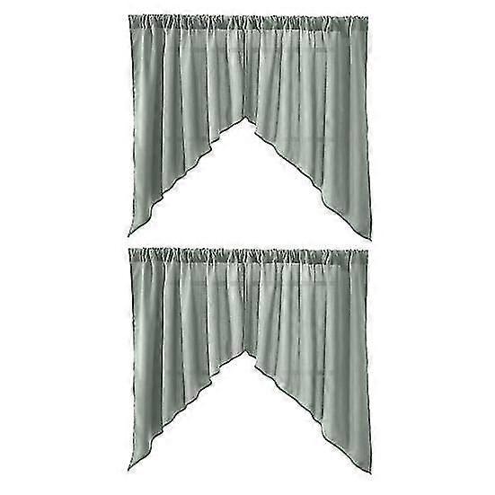 2Pcs Solid Color Triangle Kitchen Short Curtain Window Valance Drape Home Decor