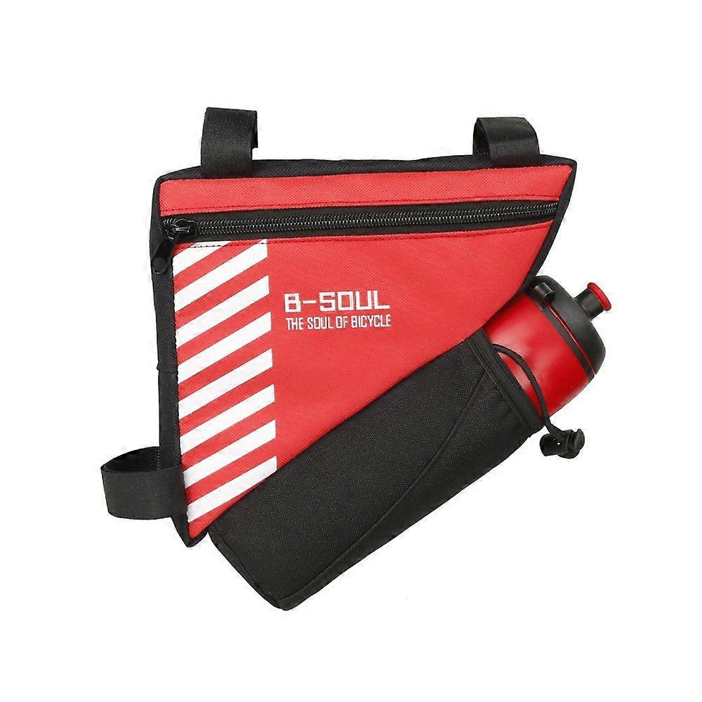 Bicycle Triangle Frame Bag 1.5L Polyester Front Tube Bag Frame Bags (Water Bottle is Not Included) Red