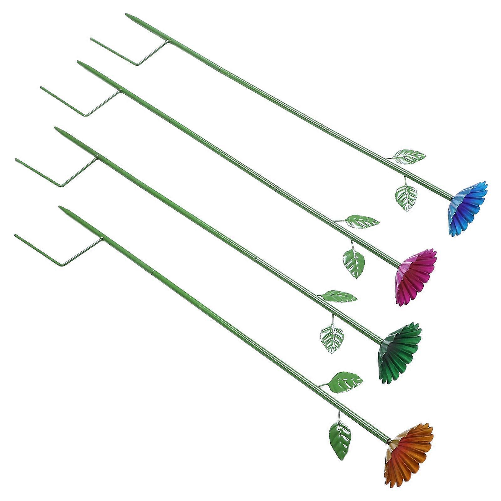 Lawn Bird Feeder With Stake Bee Watering Decor Metal Flower Shape For Bees 4Pcs