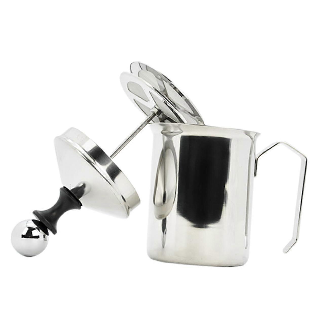 Milk Frother Bottle Rechargeable Stainless Steel Latte Machine with Whisk and Warmer for Outdoor Use