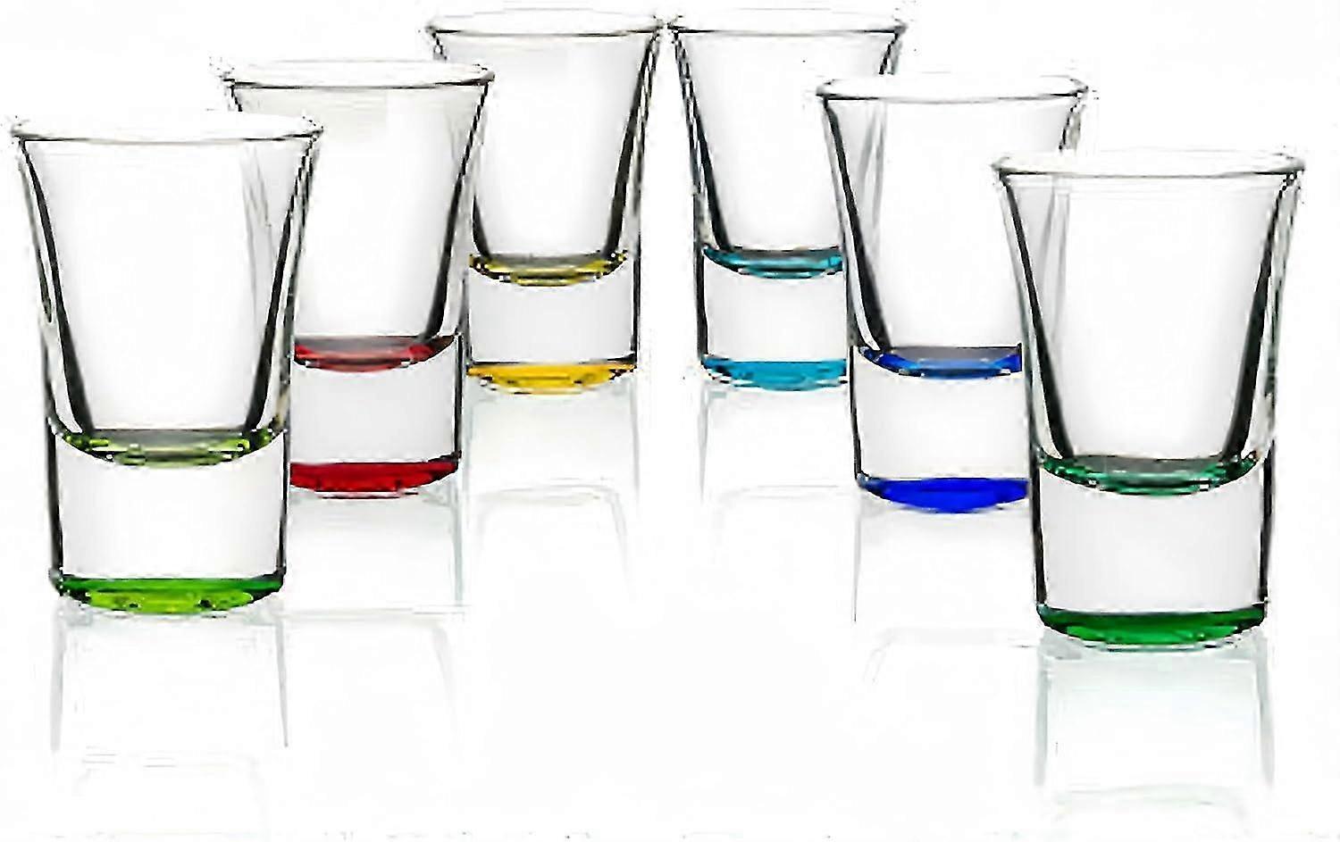 Set of 6 Colored Shot Glasses, 35ml Heavy Base Glass Set for Barware, Suitable for Vodka, Tequila, and Whiskey Shots