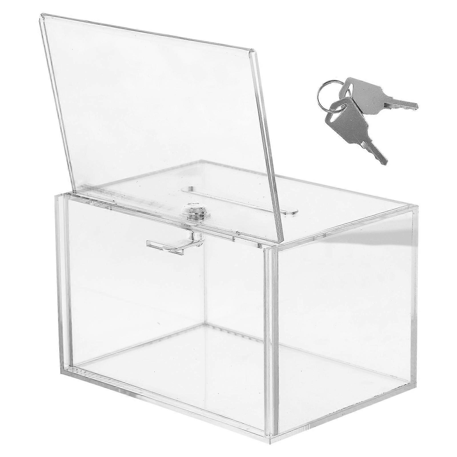 Clear Donation Box Multi Functional Acrylic Box For General Users Rectangular Donation Collection 21X16X12CM 1Pcs