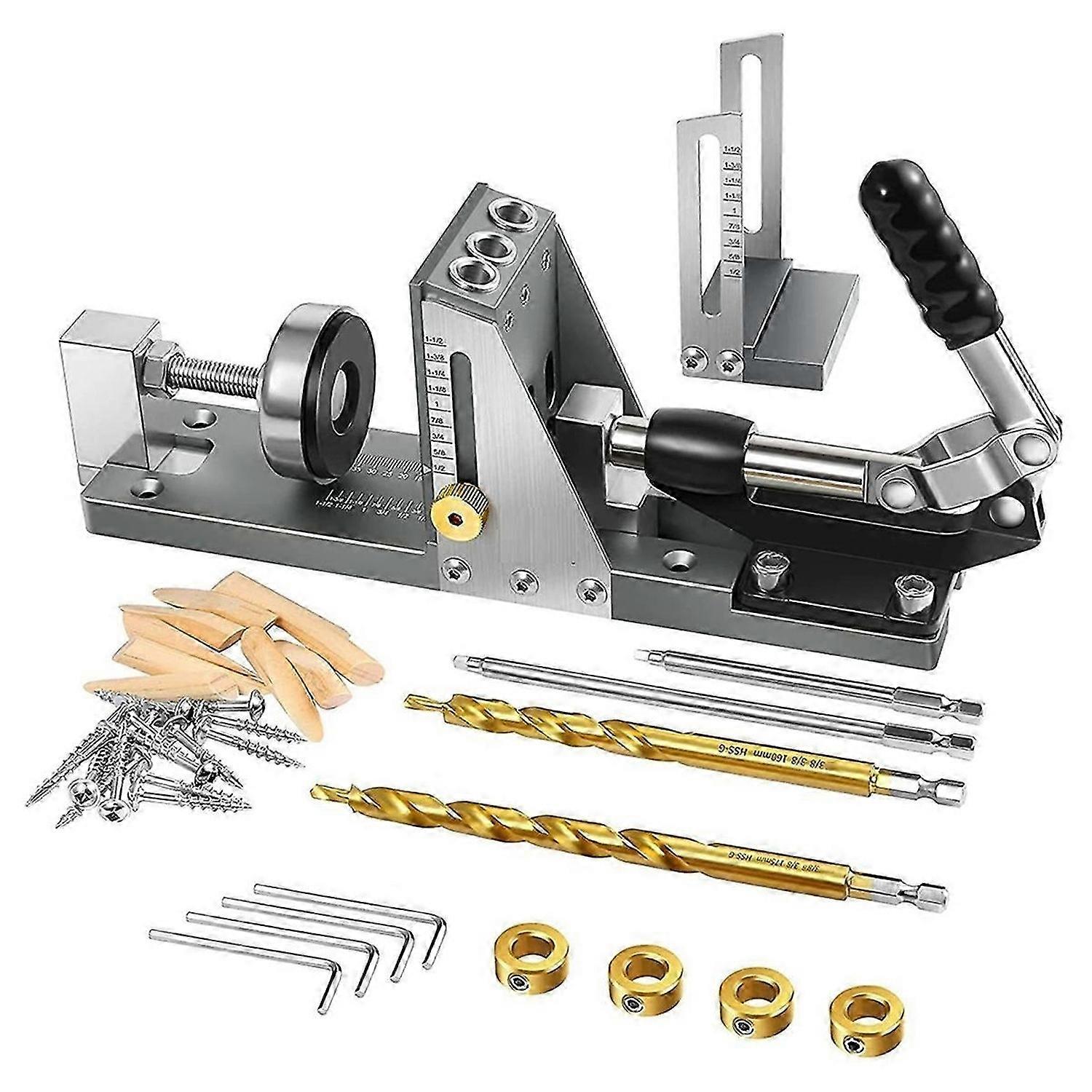 Pocket Hole Jig Joint Angle Tool Carpentry Locator Adjustable Woodworking Tools with Square Drive Bi