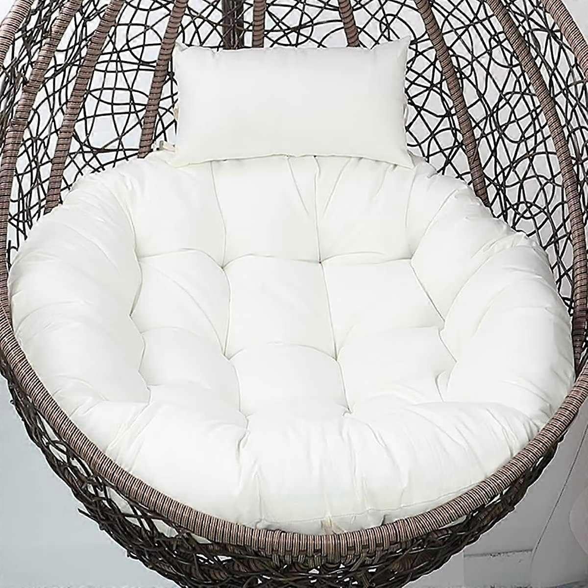 thick gray eggshaped swing cushion for porch swings and hanging baskets, white, 45inch diameter