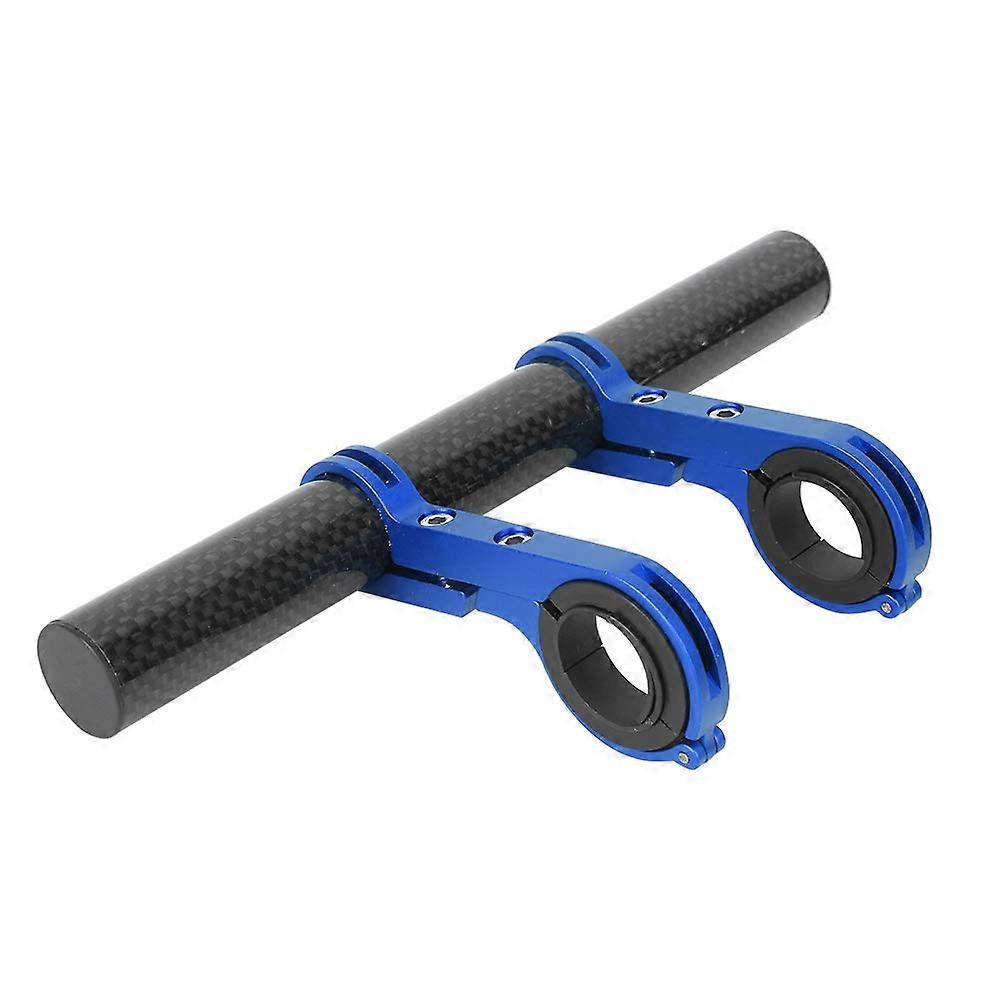 Bike Multifunctional Extension Bracket Light Support Torch Stand Carbon Grain Double Clamp for Bicycle Handlebar (Blue)