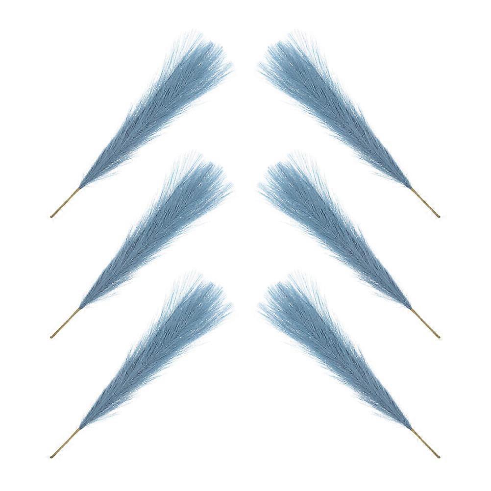 Faux Pampas Branches Artificial Pampas Stems Dark Blue Decoration Vase Filling 6Pack