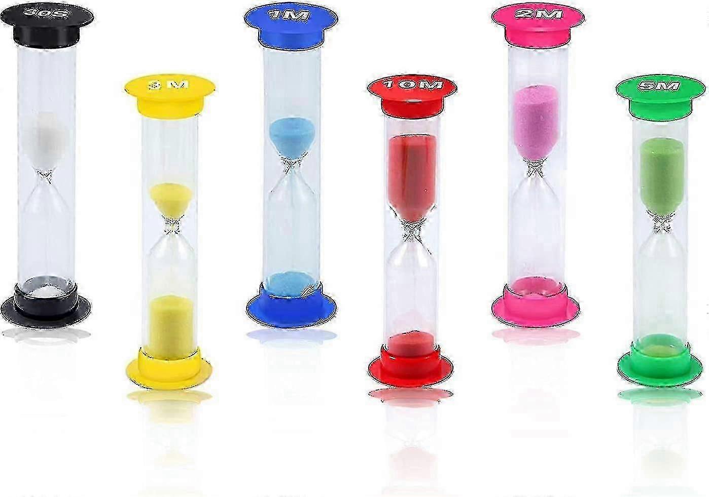 Colorful Hourglass Set - 6 Piece Timer, 30 Seconds to 10 Minutes Suitable for Various Activities
