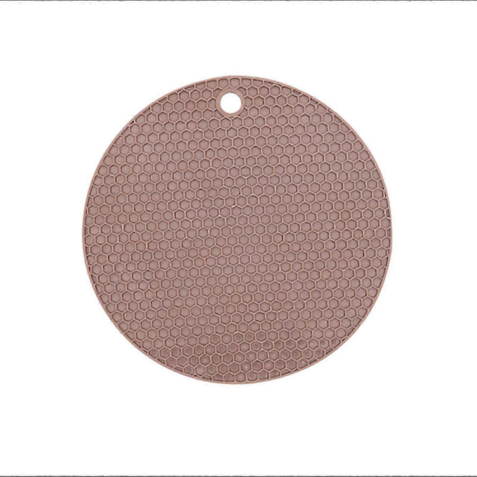 Round Rubber Placemat, Non-Slip and Heat Resistant, Washable Insulation Pad for Cups and Bowls, Brown, 15.5cm/6.1in
