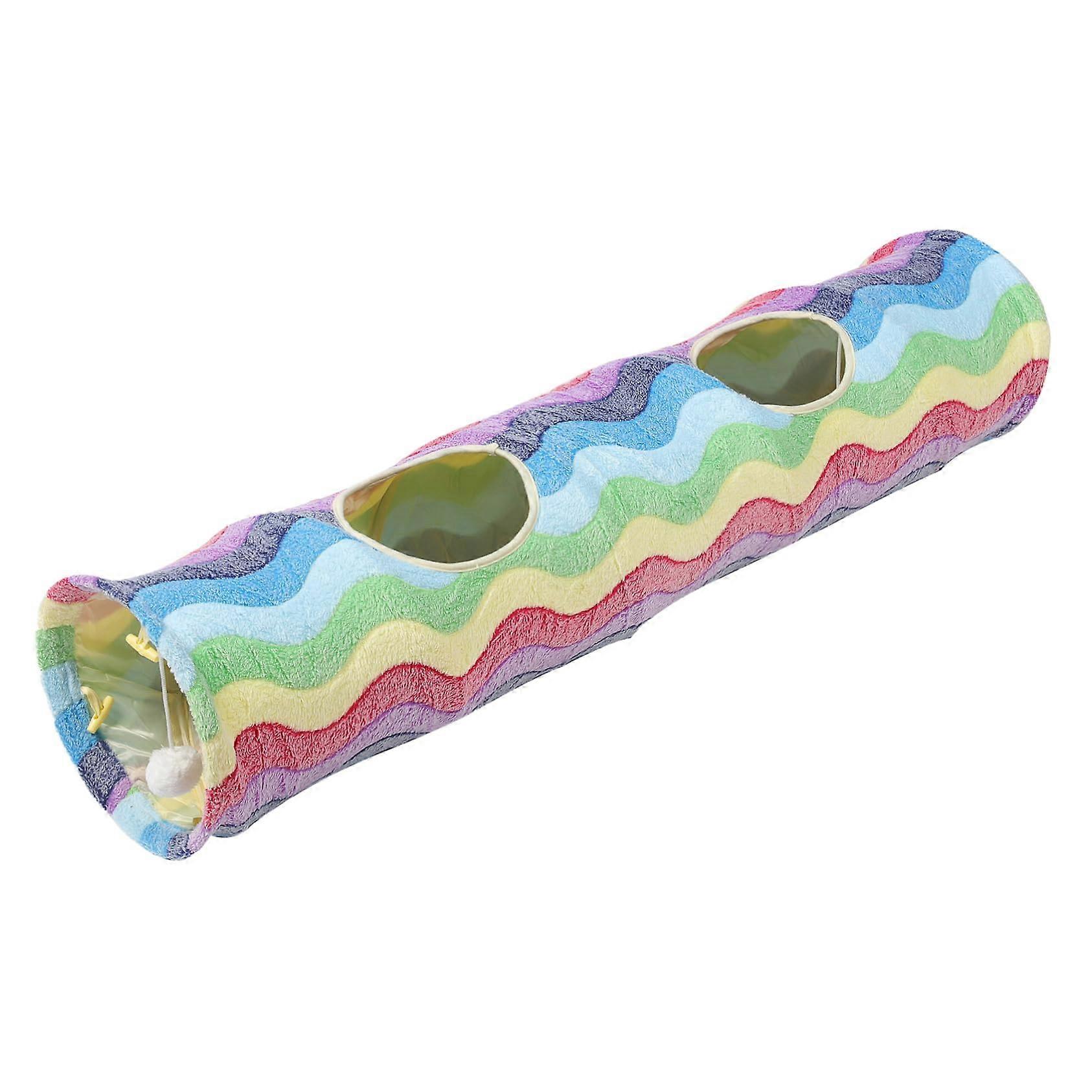 1Pc Rainbow Cat Tunnel Crawling Toy Pet Entertainment Interactive Cat Toy Pet Plaything Cat Tunnel Flannel